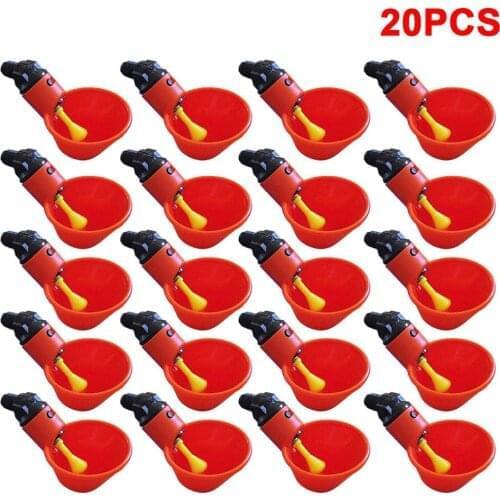 20pcs/lot Chicken Automatic Drinking Cups Plastic Poultry Waterer Water Drinking Dispenser Bowls Tool for Bird Quail Pigeon Hen