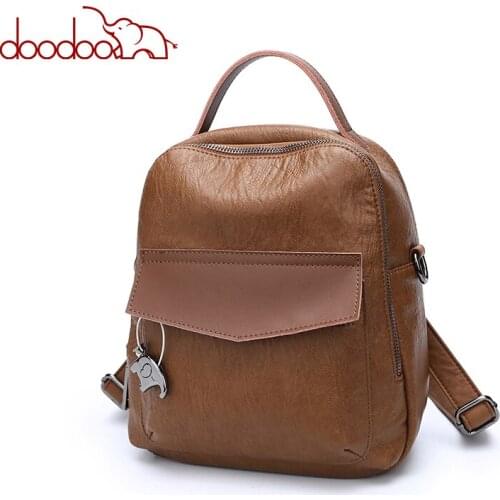 DOODOO Brand Fashion Teen Backpack Women Shoulder Bag Pu Leather Backpacks Travel Multifunctional 2018 New School Bag Back Pack
