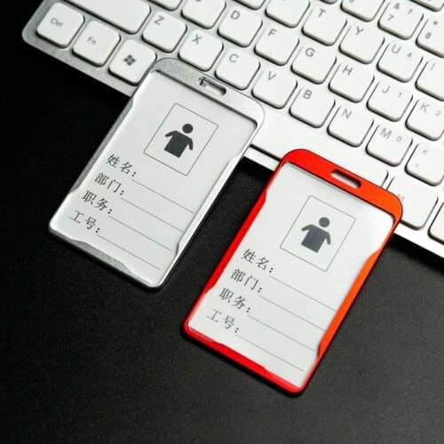 1PC Aluminum Alloy Business School Bank Work ID Card Badge Holder Vertical Metal Office Student Nurse Staff Card Case Cover