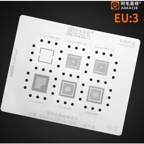 For SAMSUNG Exynos 7885 RAM Exynos 7885/ 9820/ 980 CPU Chip BGA Stencil IC Solder Reballing Tin Pin Heating