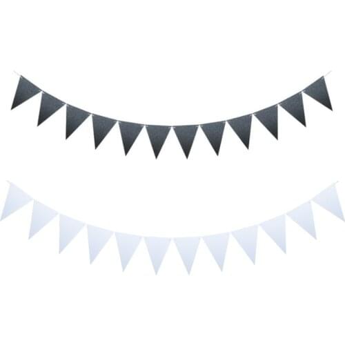 10M 36 Flags 8M 18Flags Black White Bunting Pure Banners Pennant Beauty Wedding Garland Flags Birthday Party Solemn Decoration