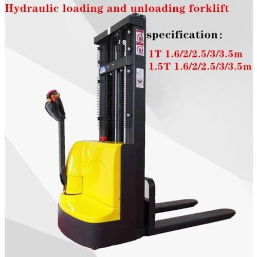 Hydraulic loading and unloading forklift truck with automatic pallet lifting electromechanical lifting 1.6/3.5 M,1/1.5T