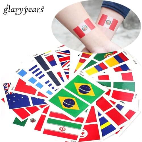 Glaryyears 10 Sheets 6*8cm World 2018 Cup National Banner Flags Tattoo Temporary Football Sports Funs Watching Game Body Sticker