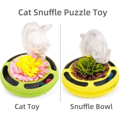 2 in 1 Cat Toy Sniffing Training Mat Washable Puzzle Toys with interactive ball musement Plate Tower Tracks Cat Toy Products