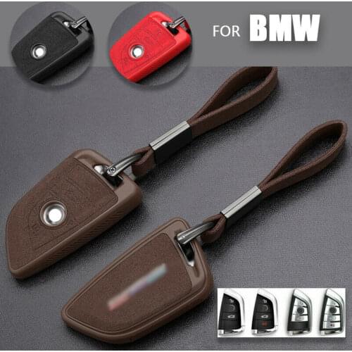 Leather+TPU Car Key Fob Case Cover For BMW X1 X2 X3 X4 X5 X6 X7 2 3 5 6 7 Series G30 G31 G20 F48 F39 G01 G02