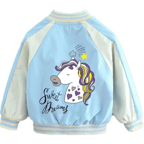 Jacket for Girls 2021 Autumn Baseball Uniform Jackets 2-10 Yrs Kids Spring Fashion Printing Jacket Childrens Cute Coats Clothes