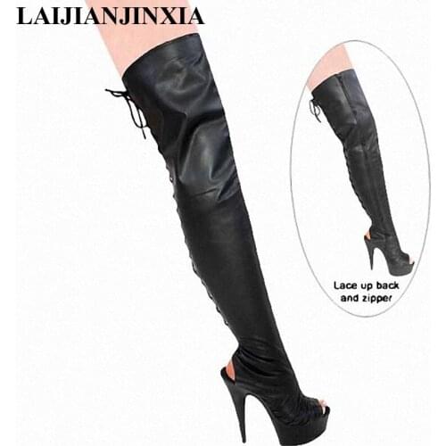 LAIJIANJINXIA Spring/Autumn 15cm super high heels sexy long tube fashion women boots over-the-knee boots classic women boots