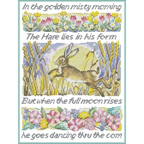 Moonlight Hare patterns Counted Cross Stitch 11CT 14CT 18CT DIY Chinese Cross Stitch Kits Embroidery Needlework Sets
