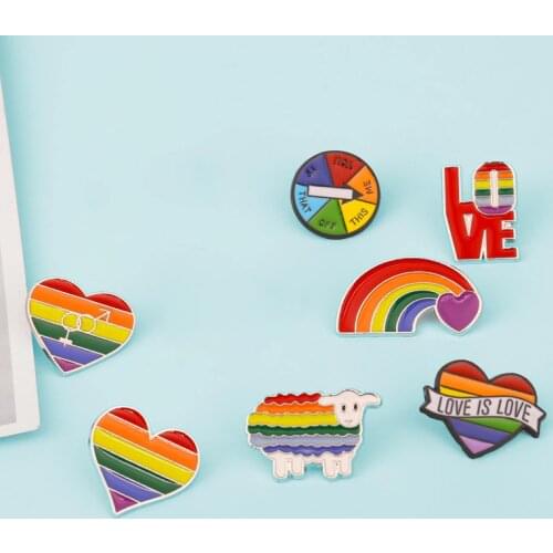 Fashion Colorful Enamel Pin Brooches Creative Cartoon Mini Rainbow Metal Button On Denim Hat Badge Pins Collar Jewelry for Women