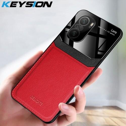 KEYSION Fashion Case for Redmi Note 10 Pro 5G 10S Leather Glass Shockproof Phone Cover for Xiaomi Redmi Note 10 4G 10 Pro Max