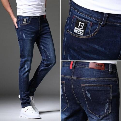 2019 New Autumn Spring Jeans Men Brand Clothing Side Denim Jeans Men Fashion Quality Stretch Pants Jeans Male