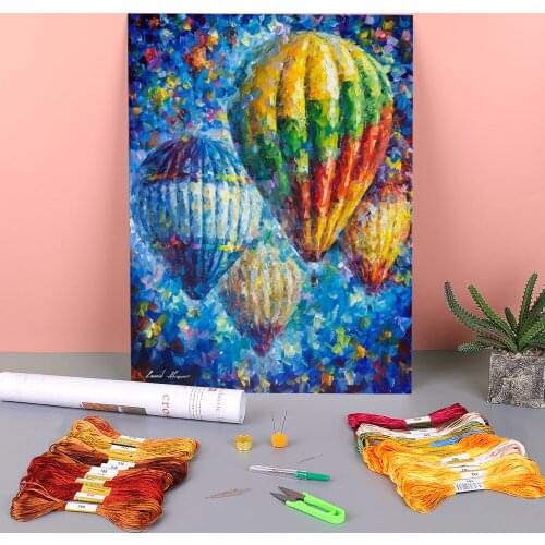 Up In The Sky Printed Fabric 11CT Cross Stitch Set DIY Embroidery DMC Threads Handmade Sewing Craft Needlework Different Magic