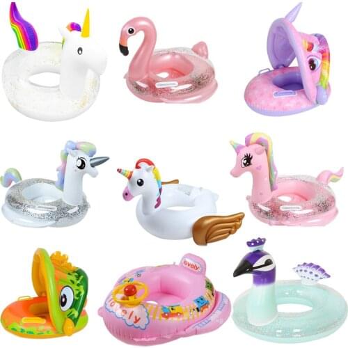 Inflatable Flamingo Kids Baby Swimming Ring Summer Beach Party Pool Toys Swimming Circle Pool Float Seat Accessories