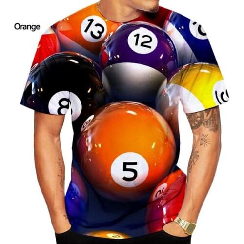 New fashion mens and womens short-sleeved 3D printed T-shirt Billiards T-shirt casual personality shirt T-shirt