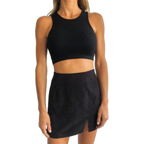 New Fashion Women Ladies A Line Mini Skirt High Waist Casual Above Knee Split Hem Corduroy Short Skirt Black Pink Blue Beige