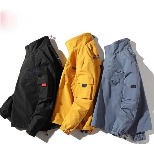 2021 New Brand Mens Jackets Fashion High Street Style High Quality Solid Color Men Tooling Coat Light Thin Youth Jackets Male