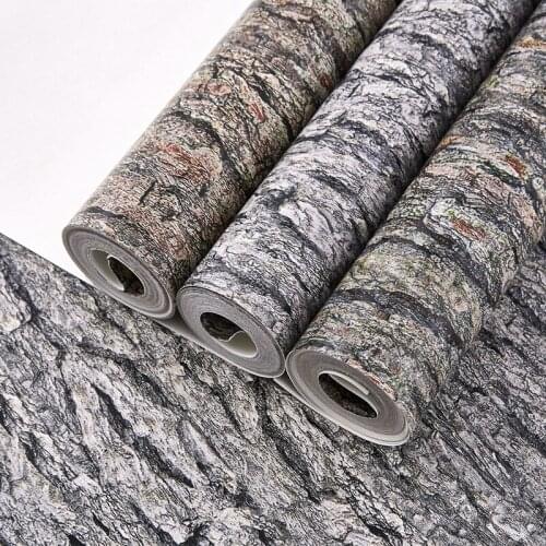 Beibehang New Chinese style bark pattern wallpaper bedroom living room study hotel hotel clothing shop club woodgrain wallpaper