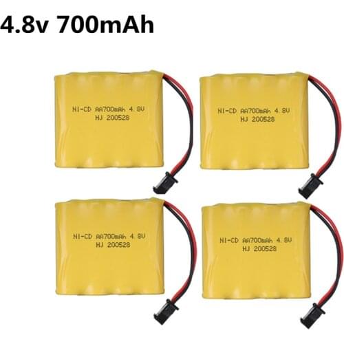 Rechargeable 4.8V 700mAh Ni-Cd AA Battery Pack For RC Toys Electric Car Boat Gun Spare Parts SM-2P Plug Nicd 4.8 V Volt Bateria
