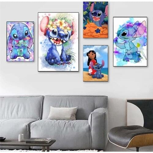 Disney Cartoon Stitch Posters and Prints Interstellar Baby Canvas Paintings Wall Art Pictures for Living Room Home Decor