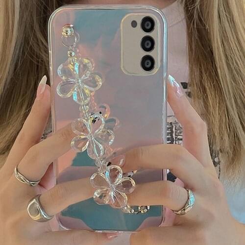 Transparent Crystal Chain Laser Protection Case For Samsung GalaxyA52 A51 A32 A52 A71 A02 A12 A21S A50 A22 A42 Soft Back Cover