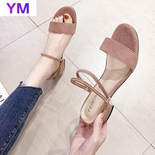 Flock 2021 Women Sandals Chunky Heels Brand Slides Summer Flip Flops Narrow Band Sandal Elegant Mule Shoes Women Slipper Big 42