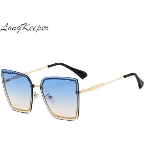 Retro Oversized Cat Eye Sunglasses Women Brand Designer Vintage Metal Big Glasses Gradient Ocean Lens Lunette De Soleil Femme