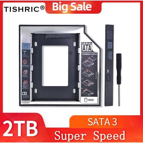 TISHRIC 2nd HDD Caddy 9.5mm/12.7mm SATA 3.0 Hard Disk Drive Enclosure 2.5'' SSD Case Box Optibay Adapter for Laptop CD DVD-ROM