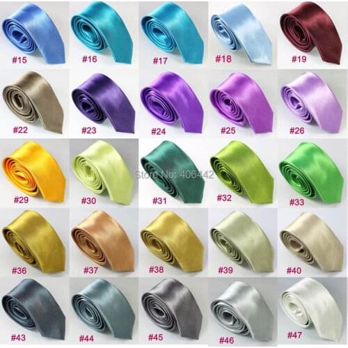 Lot 10 Pieces of 2" Polyester Thin Solid Color SLIM tie Narrow Skinny Ties Casual Formal Necktie Gravatas cravate No. #1 to #20