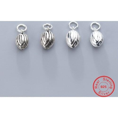UQBing 100% 925 Sterling Silver Vintage Lotus Beads Charms For Women DIY Animal Jewelry Findings Acessories