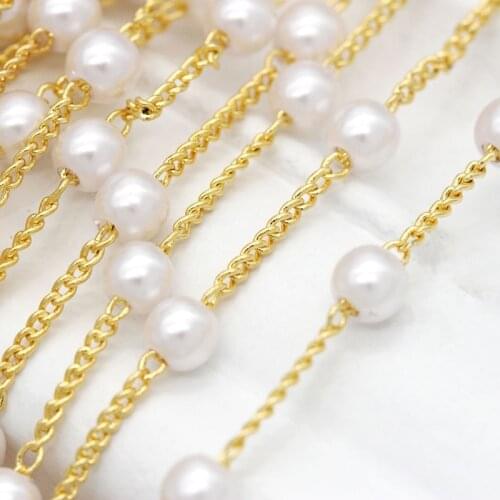 DIY Jewelry Brass Plated 14K Real Gold Wear MMulti-style Pearl O-chain Handmade Necklace Separate Bead Material Direct Sales