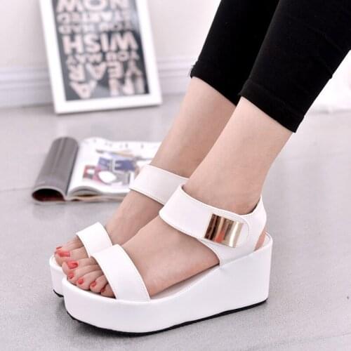 Classic wedge new Summer Korean muffin fish head women sandals with platform sandals wild simple shoes