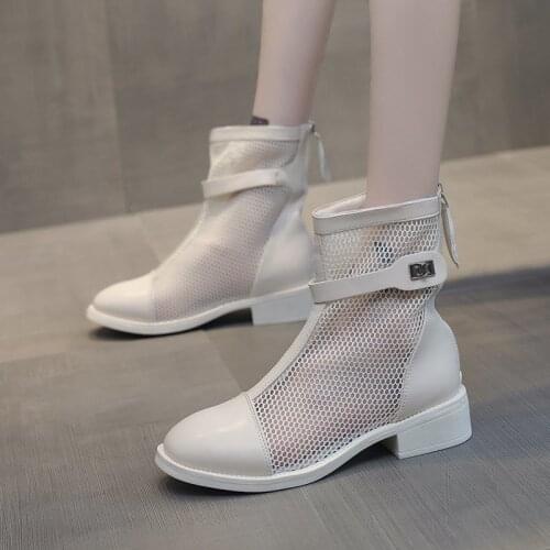 Hot Sale Woman Summer Breathable Ankle boots Hollow out Mesh Wedges Womens Summer Fashion Shoesdfg4