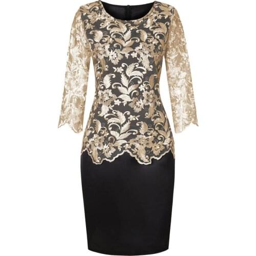 Hot Women Dress Elegant O Neck Half Sleeve Fake Two Piece Lace Bodycon Knee-length Dresses 2021 Summer Casual Slim Dresses