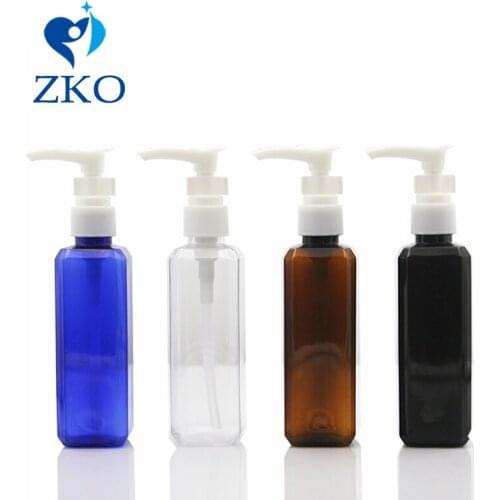 1 pcs 100ml square shape plastic bottle with lotion pump with clamp emulsion bottle Free Shipping refillable bottle