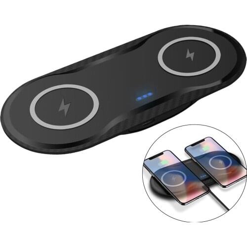 2 in 1 15W Dual Seat Qi Wireless Charger for Samsung S20 S10 Double Qi Fast Charging Dock Pad For iPhone 11 XS XR X
