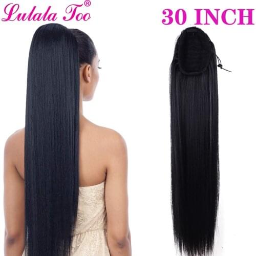 30 Inch Long Silky Straight Ponytail Extension For Women Synthetic Fake Hairpiece Pony Tail Wrap Around Clip in Hair Extensions