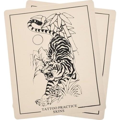 5PCS Tattoo Fake Practice Skin Sheet 20 x 15cm Learning Tiger Tattoo Logo Practice Skin for Tattooist Free Shipping