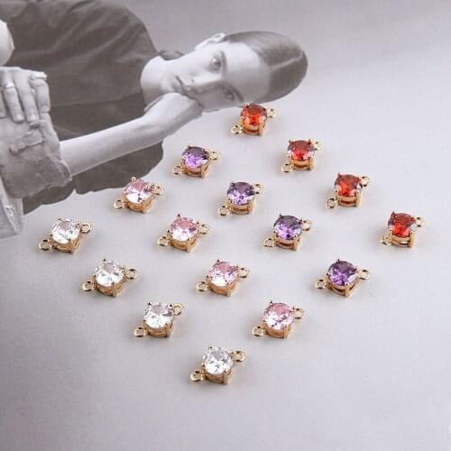 6pcs New Korean Zircon Earrings Female Double Hanging Round Pendant Earrings Necklace Bracelet Accessories Diy Jewelry Making