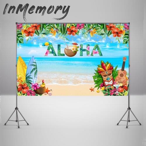 Aloha Luau Party Backdrop for Tropical Hawaiian Beach Photography Background Newborn Baby Shower Cake table banner poster