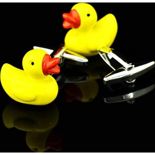 Big Yellow Duck Cufflinks Trendy Mens Unisex French Shirt Buttons Accessories Gifts Novelty Personality Animal Shape Cuff Links