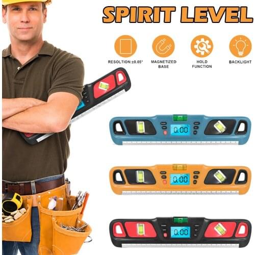 Digital Protractor Goniometer HW-200 Bubble Magnetic Level 0°/45°/90° Triclinic Measurement with Warning Sound LED Digital Level