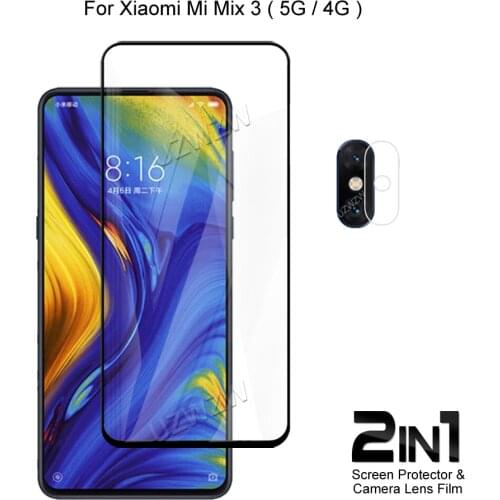 For Xiaomi Mi Mix 3 5G / 4G Front Screen Protector Protective Tempered Glass & Camera Lens Film