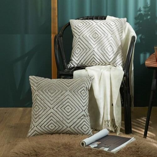 Home Pillow Case Fashion Geometric Pattern Plush Sofa Cushion Cover Removable Living Room Decorative Cushion Pillow Cover 45*45