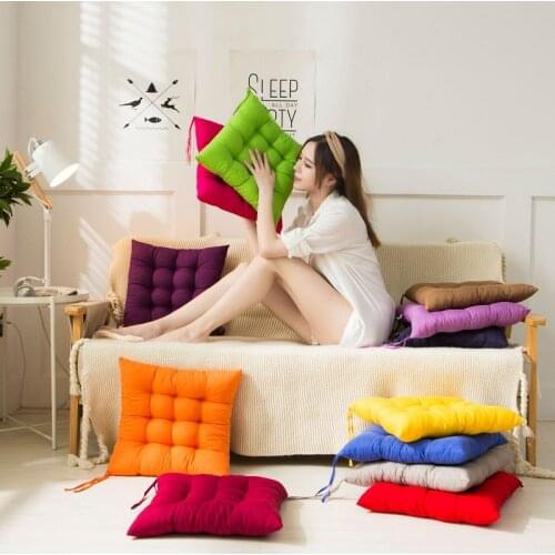 Household Thicken Chair Cushion Solid Color Cotton Upholstery Soft Pad Cushion Home Office Car Chair Mat Seat Sofa Cushion