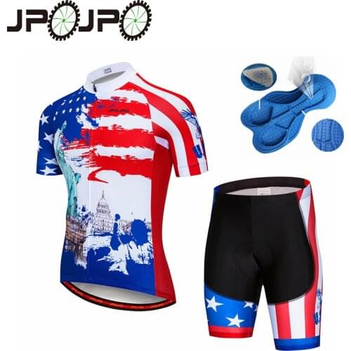 JPOJPO Men Cycling Jersey USA Team Cycling Clothing Ropa ciclismo Bike Jerseys Cycling Set Quick Dry Bicycle Clothes