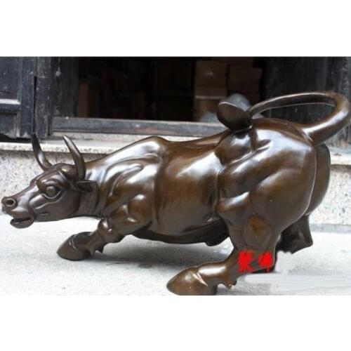 China Bronze Copper Feng shui Zodiac Cattle Bull Cattle Bull OX Statue Sculpture