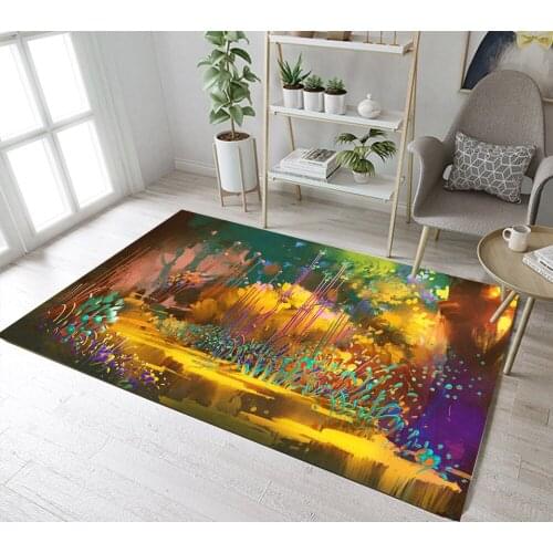 Home Living Room Hallway Area Rug Bedroom Carpet Childrens Room Floor Cushion Bathroom Non-Slip Mat Fairy Tale Forest Halloween