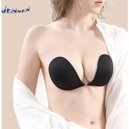 Round Cup Gathering Silicone Bra Skin Tone Invisible Strapless Underwear Ladies Swimming Anti-Leasting Patch Bra Women Cup Cover