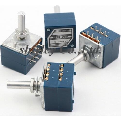 10K 20K 50K 100K 250KA 500KA X2 round handle Japan ALPS RK27 Double stereo potentiometer Knurled Shaft RK27 Rotary switch 6pin
