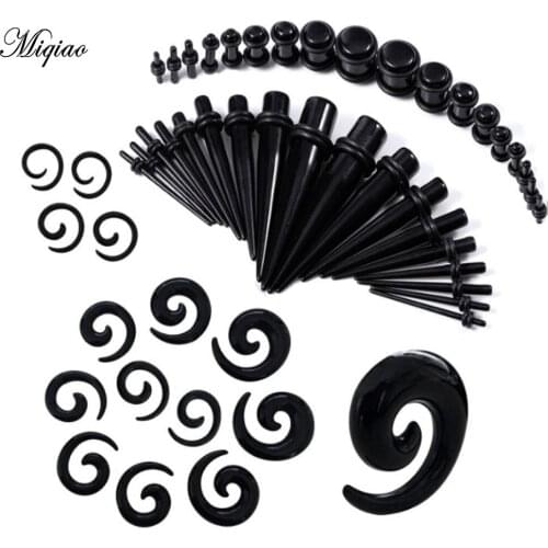 Miqiao Hot Selling UV Segment Acrylic Ear Expander Spiral Cone Snail Ear Expander 54 Piece Set Combination Piercing Jewelry